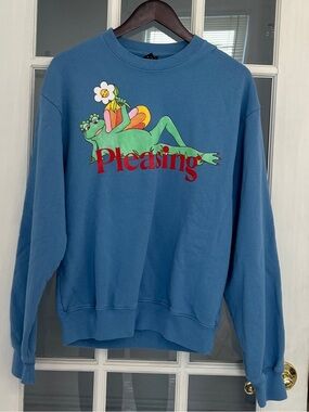 PLEASING Harry Styles Men's Blue Frog Graphic Crewneck Sweatshirt Size M